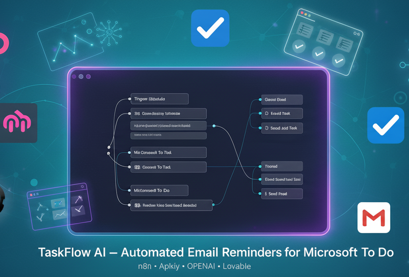 TaskFlow AI workflow diagram showing n8n automation